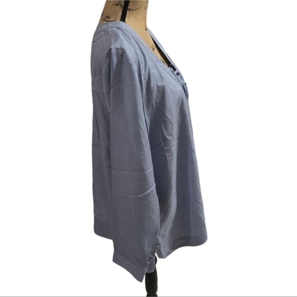 J. Jill Chambray Blue Lace Front Tunic Blouse Plus Size 3X - Picture 2 of 8